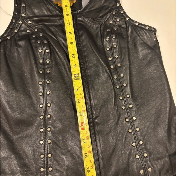 Vintage Harley Davidson Black Leather fancy ✨silver  Studded ✨Vest -XS-Zip front - Picture 14 of 16